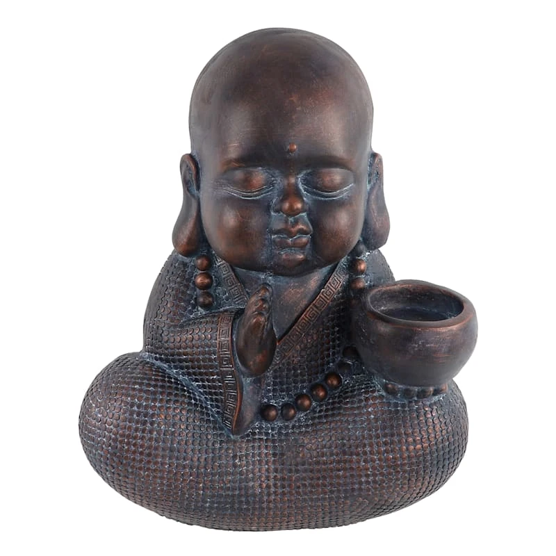 Found & Fable Outdoor Monk Bird Bath, 17"