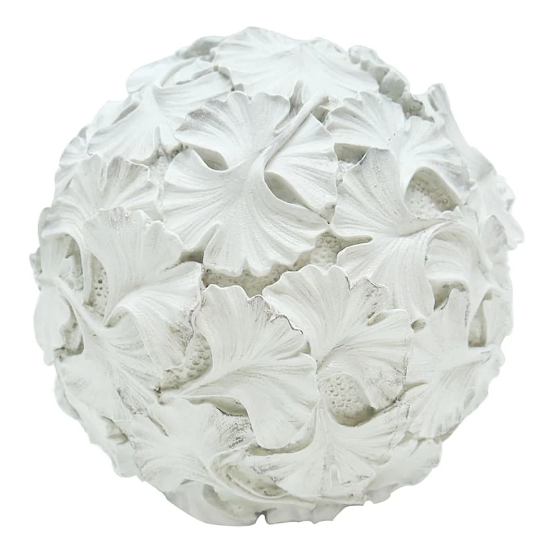 Found & Fable White Ginkgo Leaf Decorative Sphere, Small