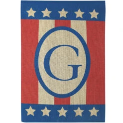 G Burlap Monogram Patriotic