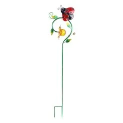 Glass Ladybug Solar Garden Stake, 36"