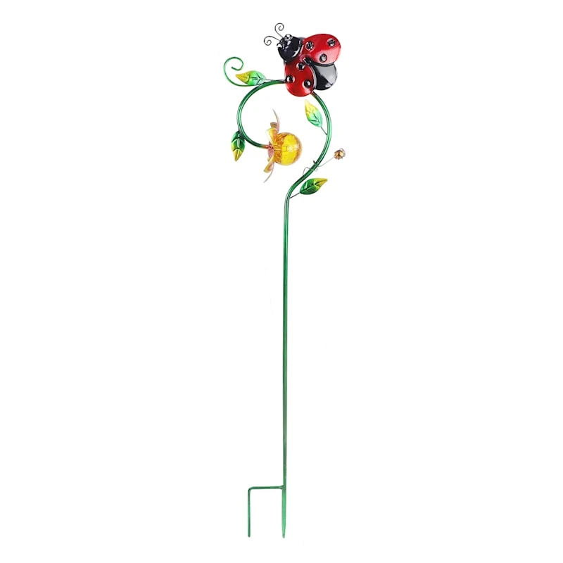 Glass Ladybug Solar Garden Stake, 36"