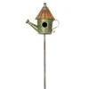 Green Metal Watering Can Birdhouse Garden Stake