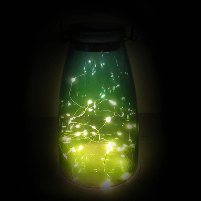 Green Ombre Decorative LED Glass Lantern, 10" - Image 2