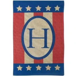 H Burlap Monogram Patriotic