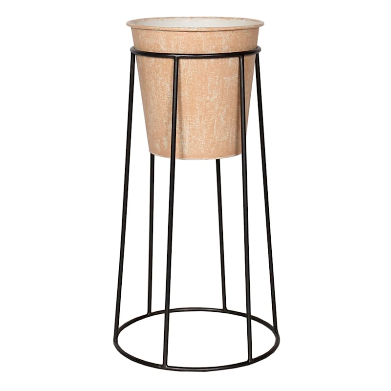 Honeybloom Peach Metal Plant Stand, 24"