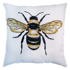 Honeybloom Queen Bee Embroidered Outdoor Throw Pillow, 20"