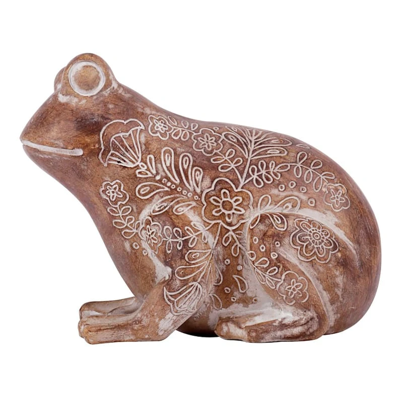 Honeybloom Rustic Frog Garden Statue, 7"