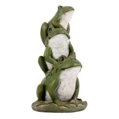 Honeybloom Stacked Frogs Garden Statue, 11"