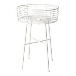 Honeybloom White Metal Wire Plant Stand, 24"