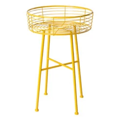 Honeybloom Yellow Metal Wire Plant Stand, 22"