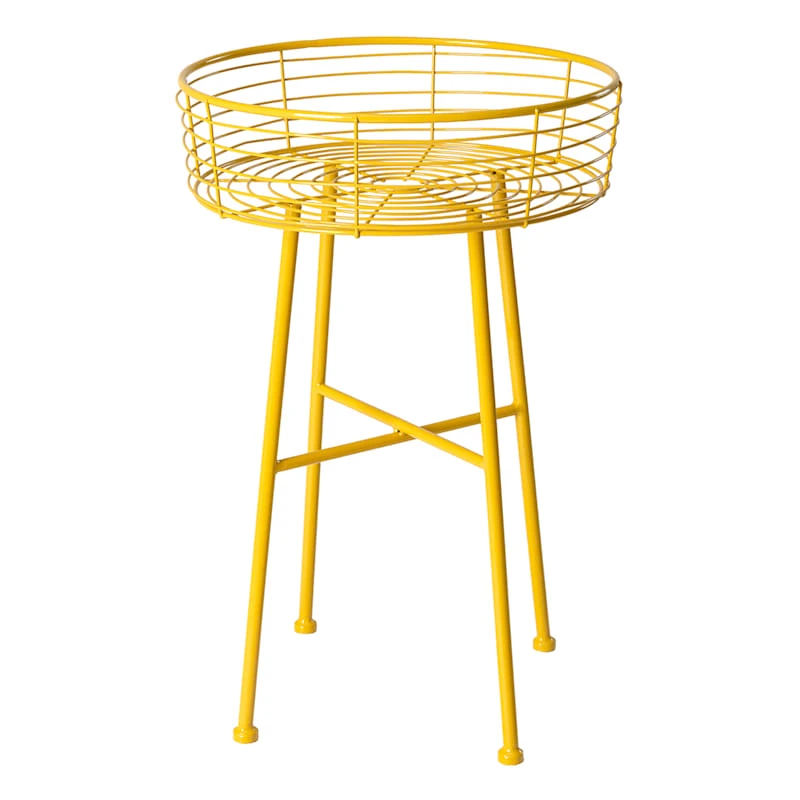 Honeybloom Yellow Metal Wire Plant Stand, 22"