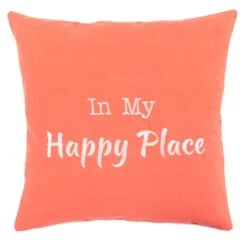 In My Happy Place Cayenne Outdoor Throw Pillow, 18"