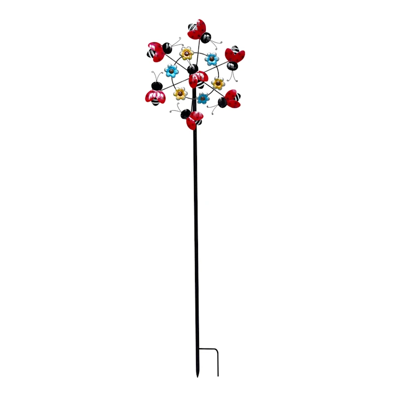 Ladybug Windmill Garden Stake, 36"