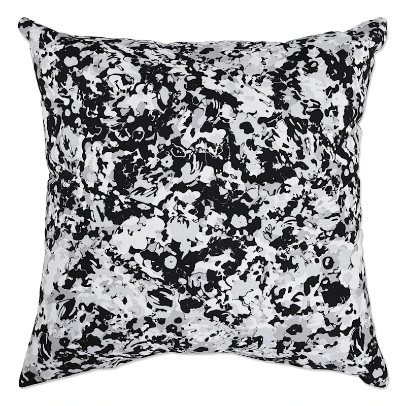Laila Ali Black & Blue Splatter Paint Outdoor Throw Pillow, 16"