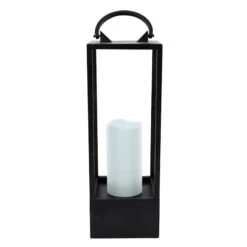 Laila Ali Black Metal Outdoor Lantern, 16"