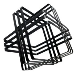 Laila Ali Outdoor Black Metal Wire Cube Decor, 12"