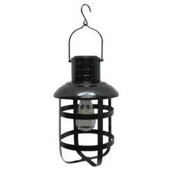 LED Black Metal Farmhouse Solar Lantern