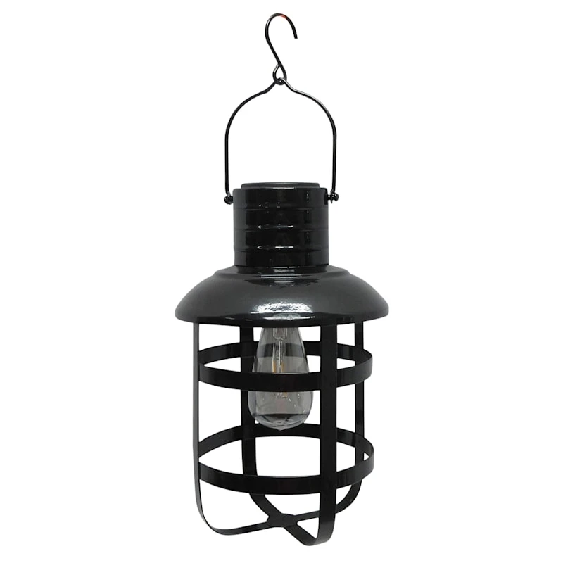 LED Black Metal Farmhouse Solar Lantern