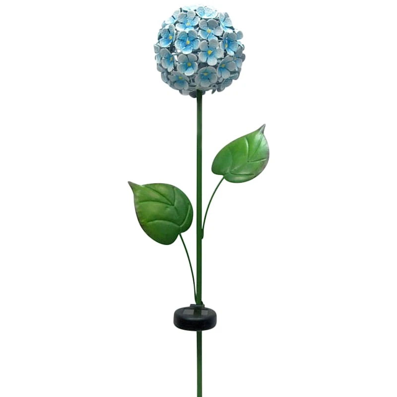LED Blue Hydrangea Flower Ball Garden Stake, 41"