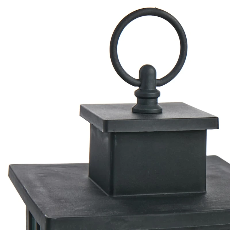 LED Candle Weatherproof Black Lantern With Timer, 10" - Image 3