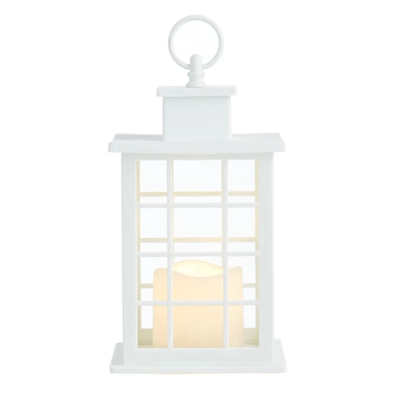 LED Candle Weatherproof White Lantern With Timer, 10" - Image 5