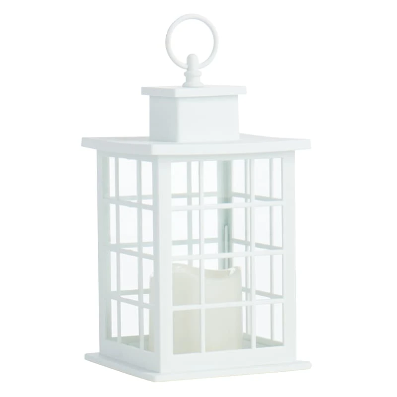 LED Candle Weatherproof White Lantern With Timer, 10"