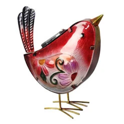 Light Bird Garden Statue With Timer, Red