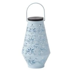 Light Blue Decorative Shadow Lantern, 8.3"