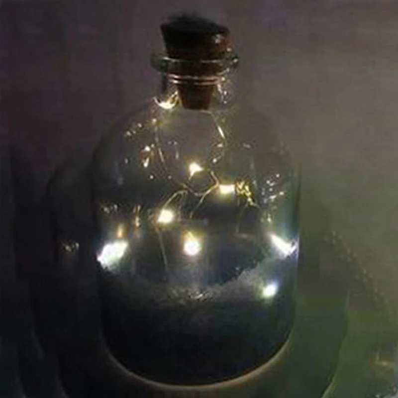 Light Blue Glass Solar Bottle Lantern, 7" - Image 2