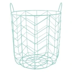 Light Blue Metal Wire Storage Basket, 13"