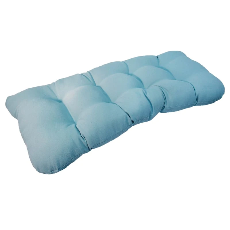 Light Blue Outdoor Wicker Settee Cushion