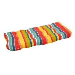 Macrae Garden Striped Outdoor Wicker Settee Cushion