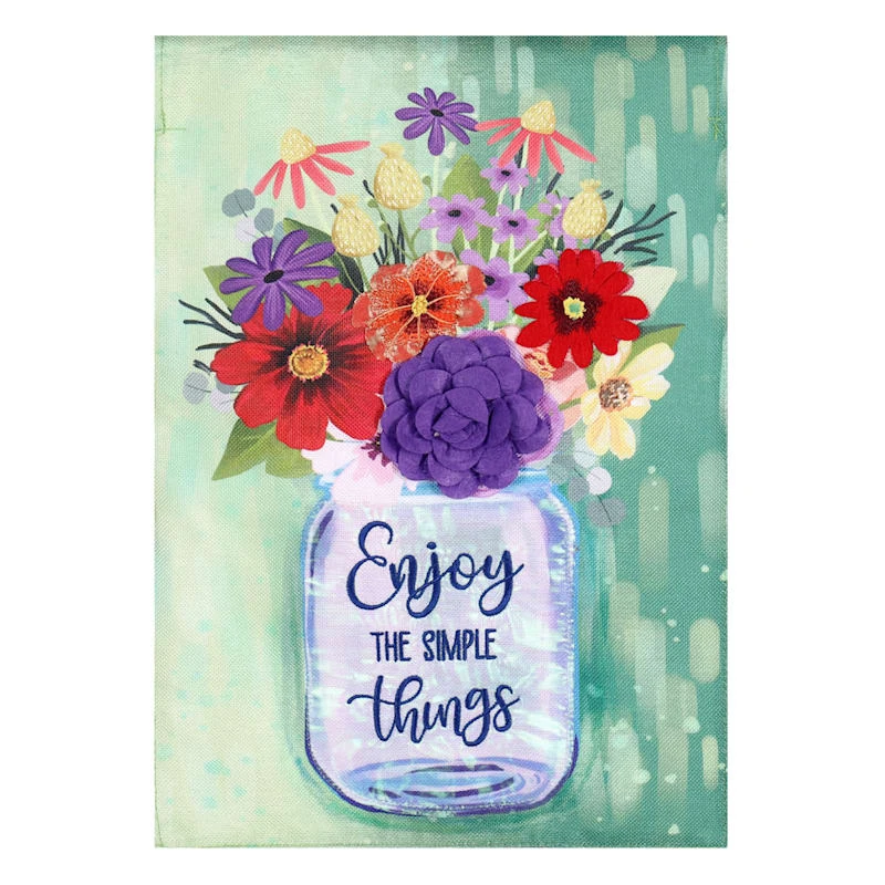 Mason Jar And Wildflowers Garden Flag