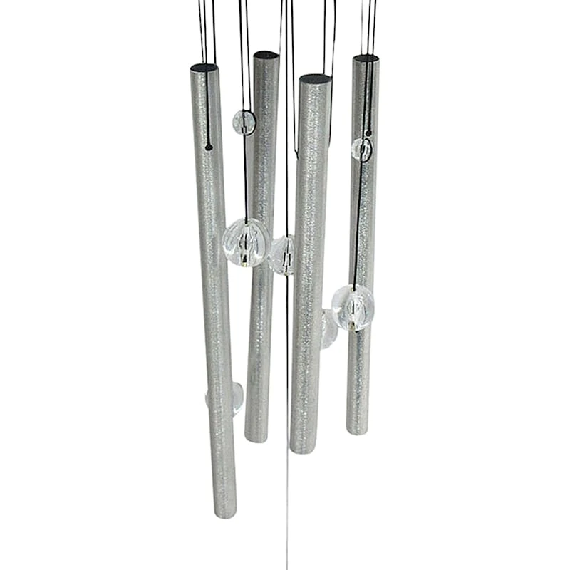 Metal & Wood White Bead Wind Chime - Image 2