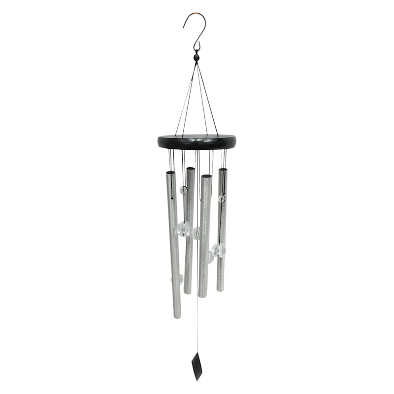Metal & Wood White Bead Wind Chime