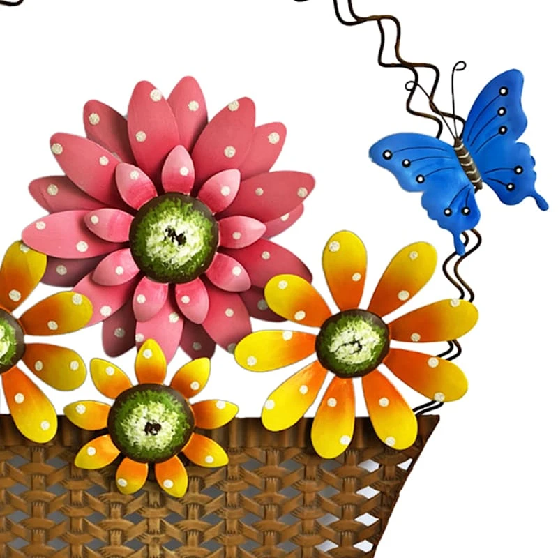 Multicolor Metal Flower Basket Garden Stake, 16.8" - Image 2