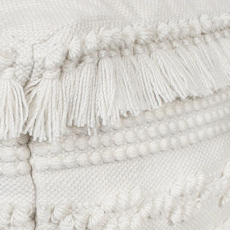 Natural Outdoor & Indoor Fringe Pouf, 17" - Image 2