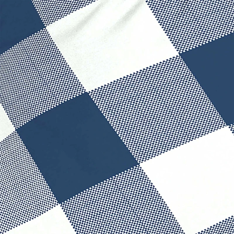 Navy Blue Buffalo Plaid Gusseted Outdoor Bench Cushion - Image 2