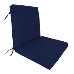 Navy Blue Canvas Outdoor Hinged Seat Cushion