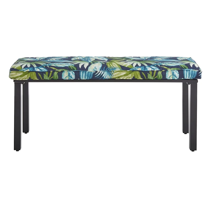 Navy Blue Seneca Gusseted Outdoor Bench Cushion - Image 2