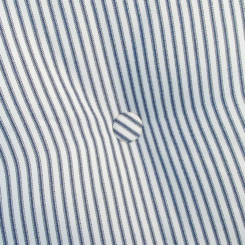 Navy Blue Ticking Striped Outdoor Tufted Back Cushion - Image 2