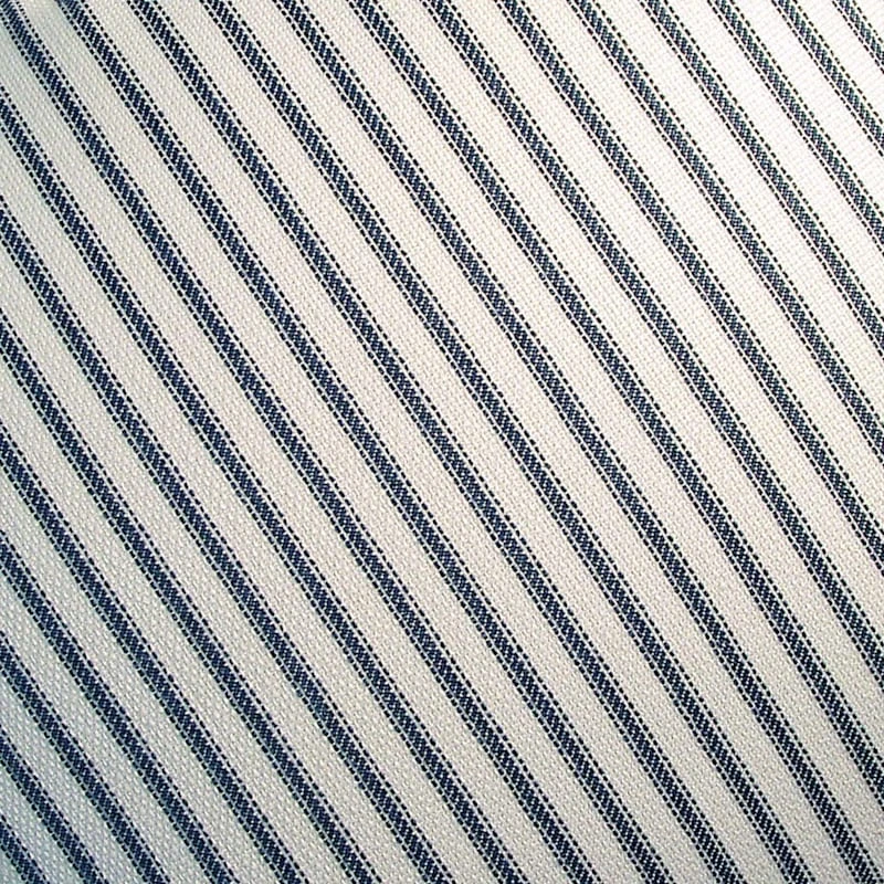 Navy Blue Ticking Striped Square Outdoor Throw Pillow - Image 2