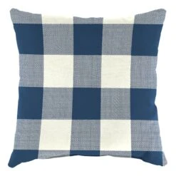 Navy Buffalo Plaid Oversized Outdoor Throw Pillow, 20"