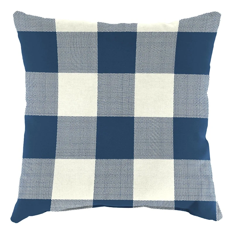Navy Buffalo Plaid Oversized Outdoor Throw Pillow, 20"