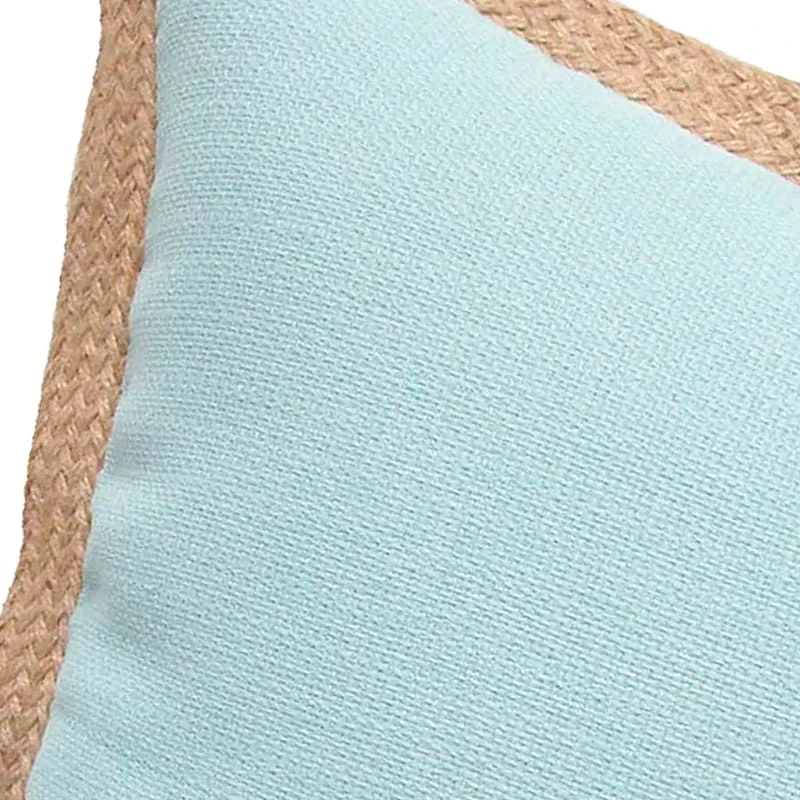 Olinen Light Blue Outdoor Throw Pillow With Jute Trim, 18" - Image 2
