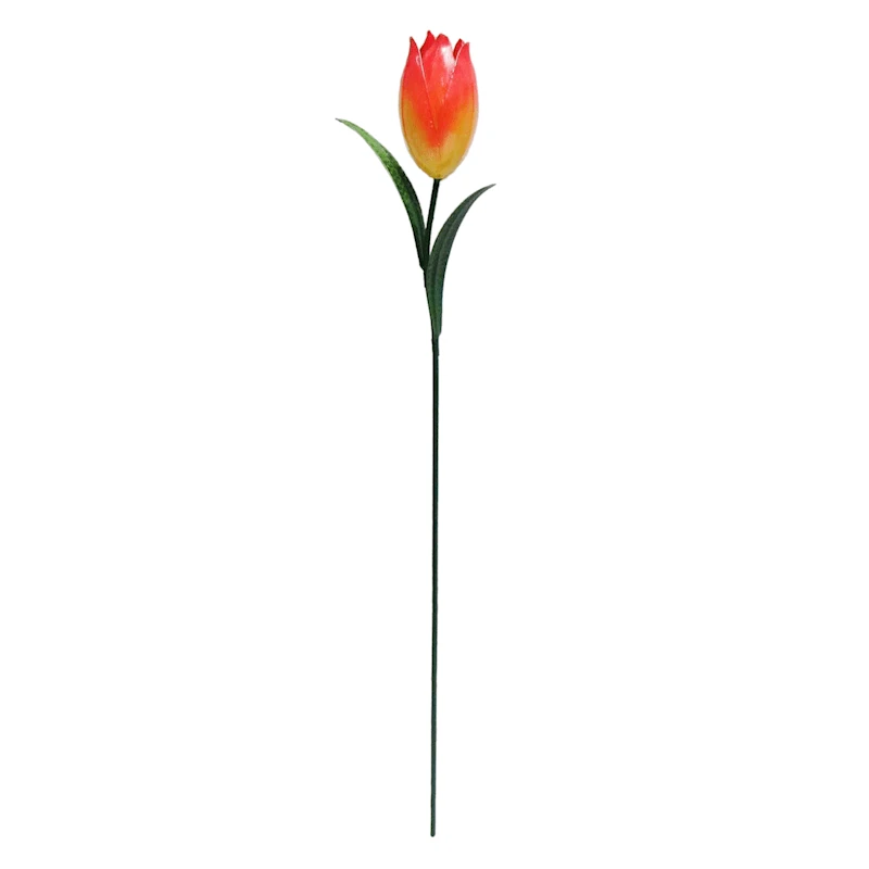 Orange Metal Tulip Garden Stake, 32.8"