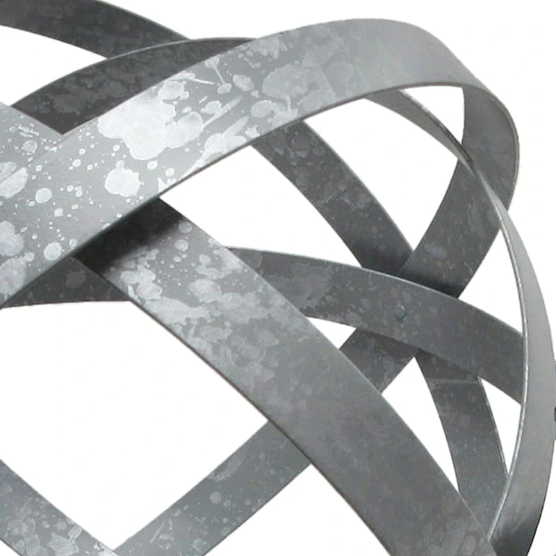 Outdoor Galvanized Metal Bands Sphere Figurine, 16" - Image 2