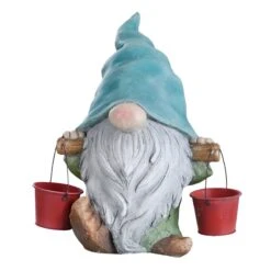 Outdoor Gnome With Buckets Figurine, 14.5"