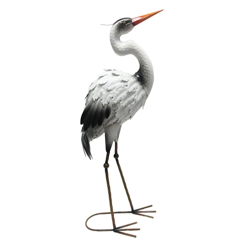 Outdoor Metal Crane Figurine, 30"