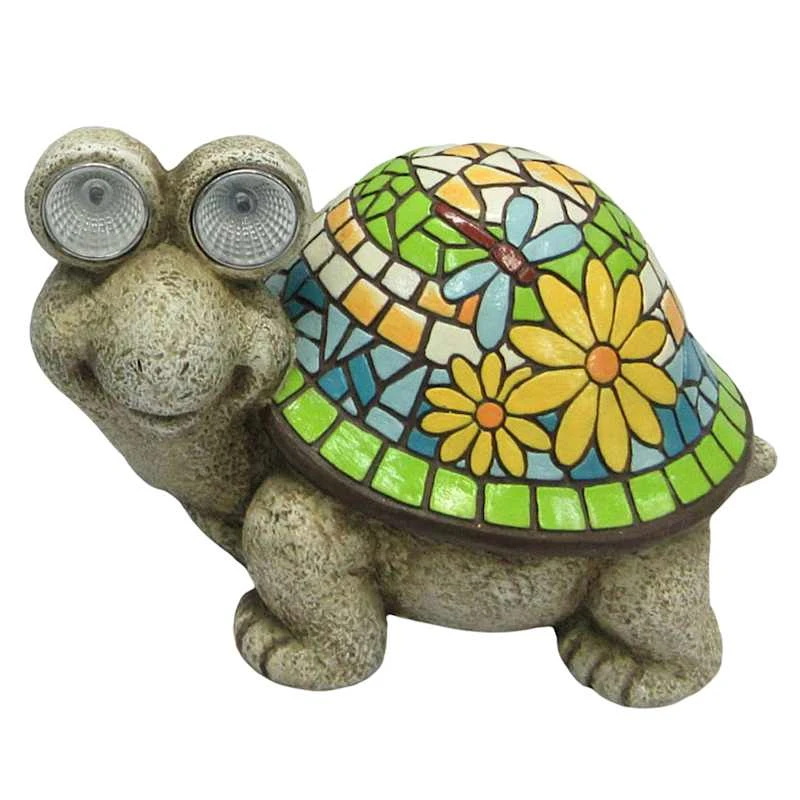 Outdoor Mosaic Turtle Solar Light Figurine, 10.5x7
